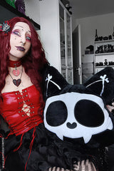 Skelekitty Throw Pillow