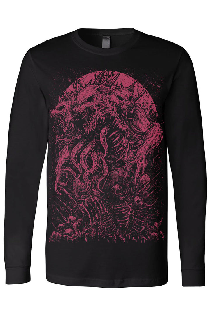 Camiseta de hombre lobo de tres cabezas [ROJO VINO]