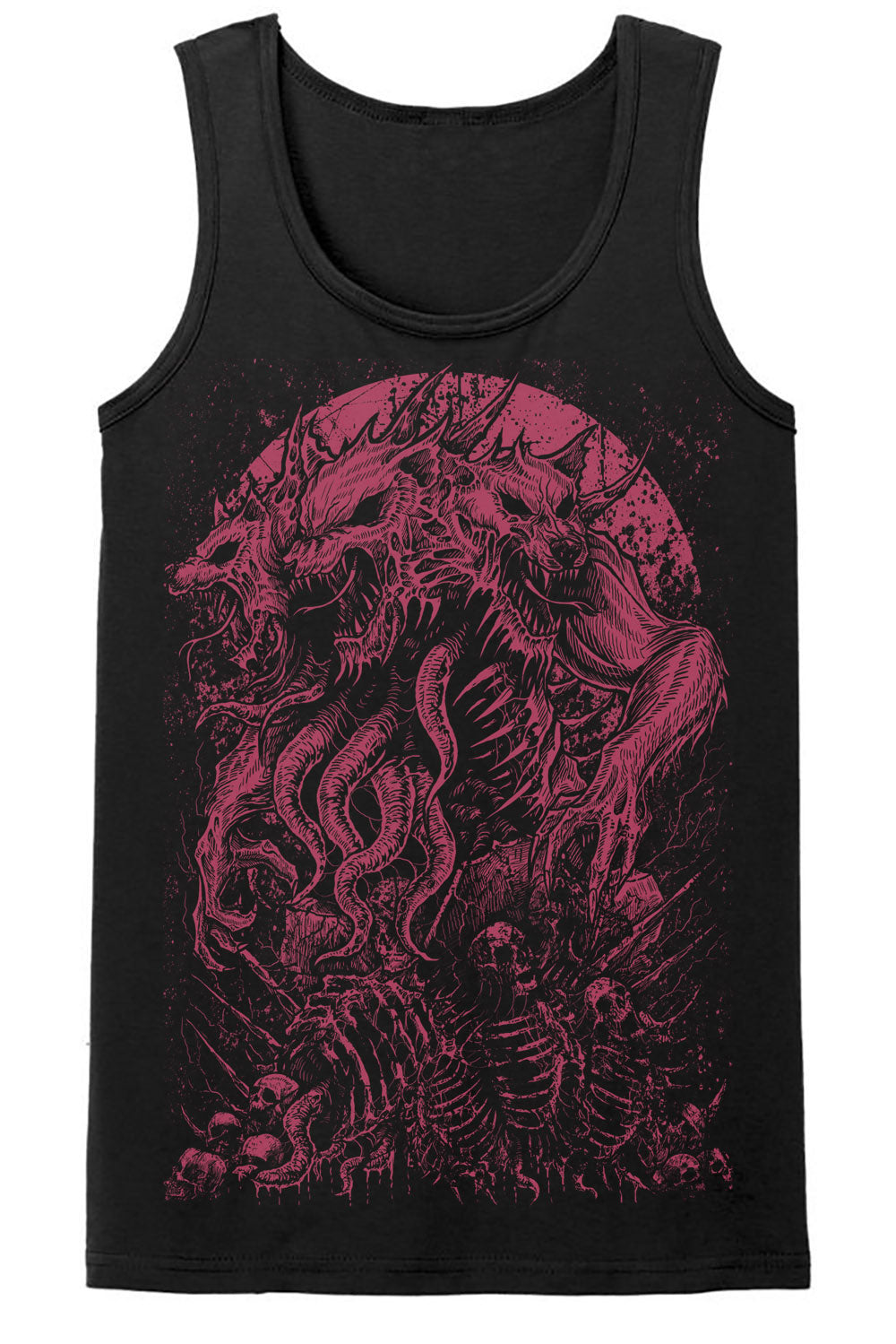 Camiseta de hombre lobo de tres cabezas [ROJO VINO]