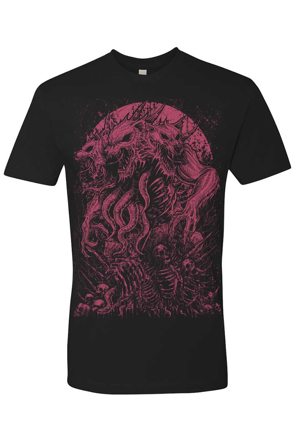 Camiseta de hombre lobo de tres cabezas [ROJO VINO]
