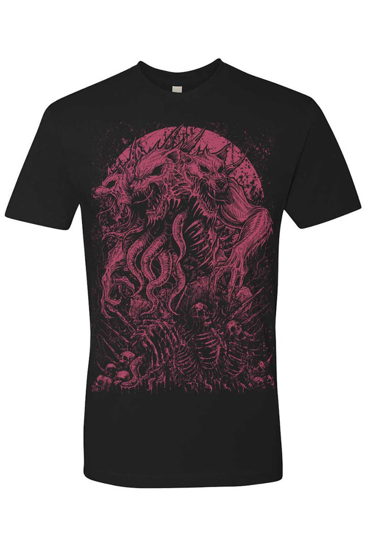 Camiseta de hombre lobo de tres cabezas [ROJO VINO]