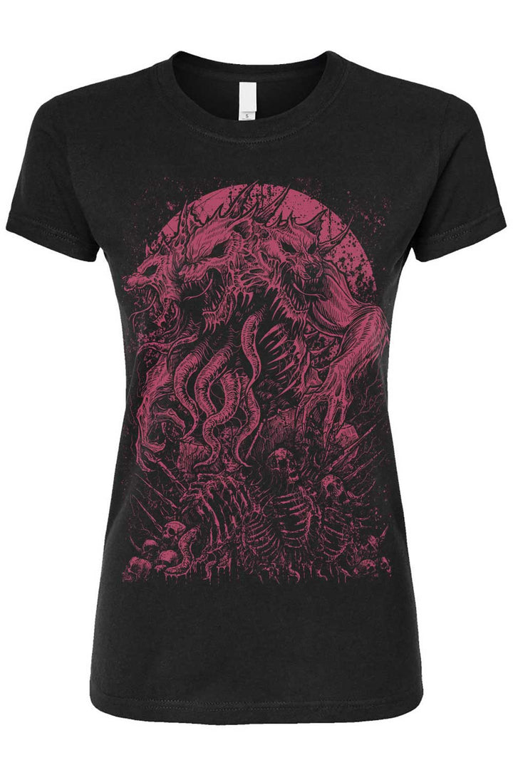 Camiseta de hombre lobo de tres cabezas [ROJO VINO]