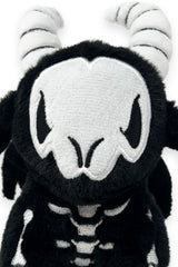 spooky horned 3d skeleton goat keychain with embroidered bones for adults