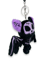 gothic embroidered 3ed novelty skeleton bat keychain