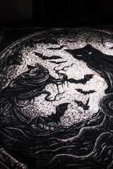 spooky gothic cat and bat throw blanket