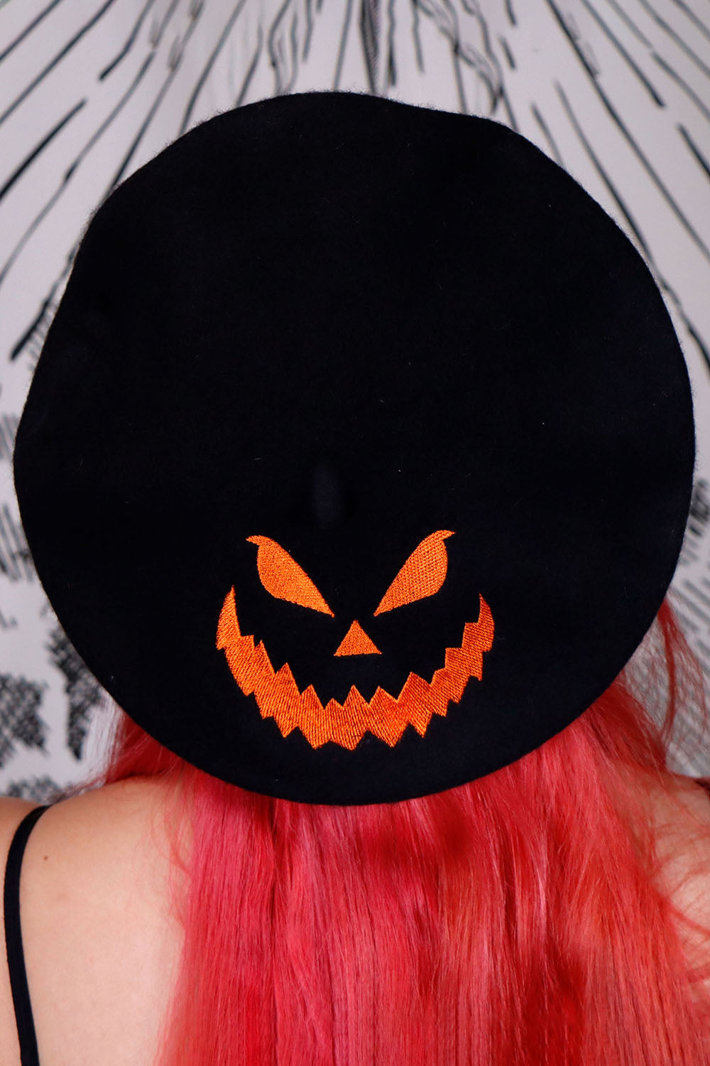spooky goth beret hat