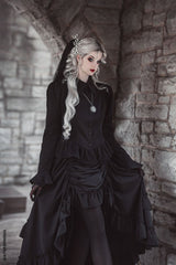 peplum long sleeve puff shoulder blouse with flared cuffs