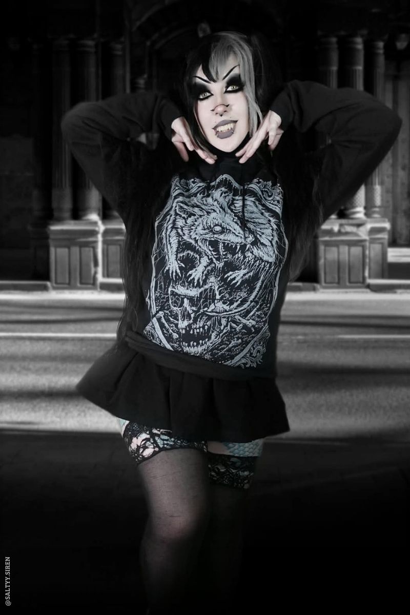 emo funny goth opossum hoodie jacket 