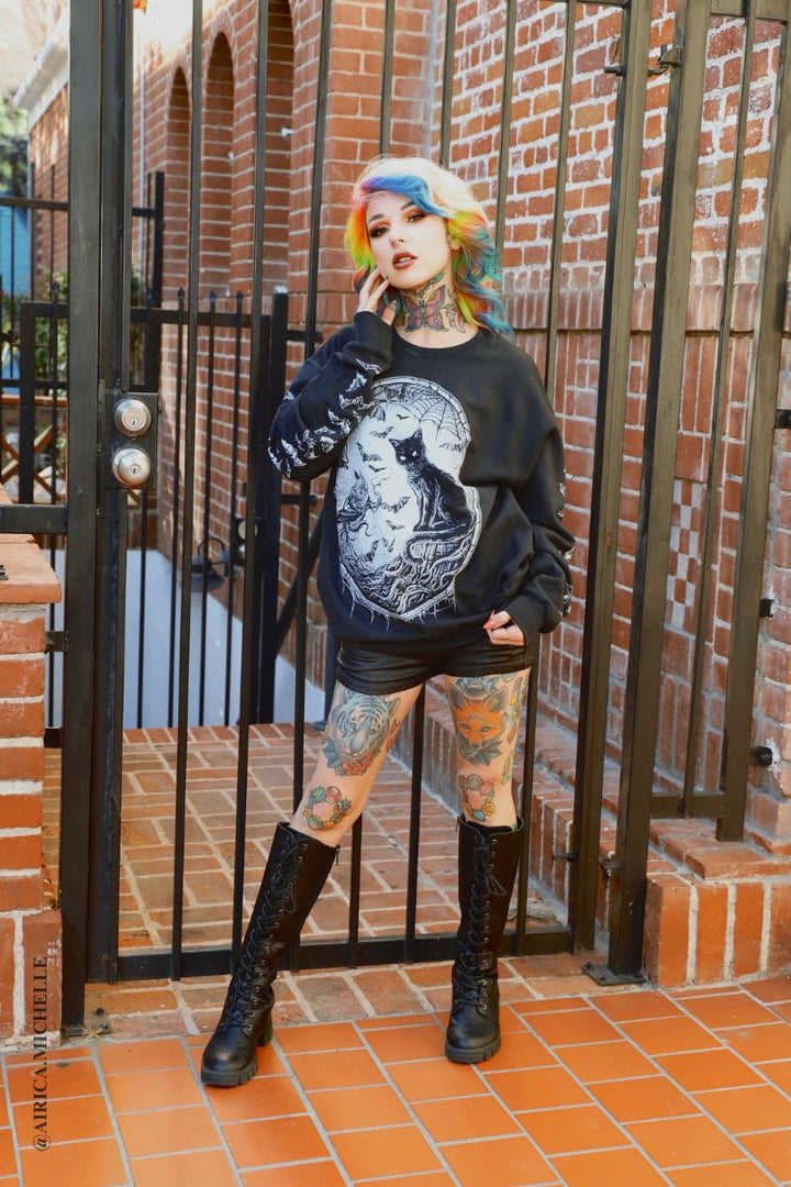 emo bat sleeve cat sweatshirt 