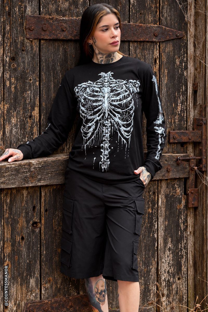 skeleton long sleeve t-shirt with bone sleeves