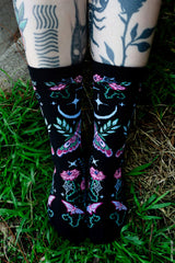 moth and moon socks