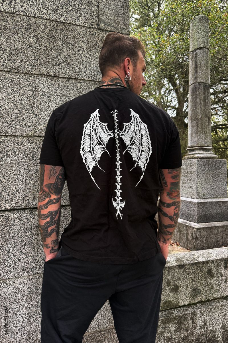 mens gothic dragon wing tshirt