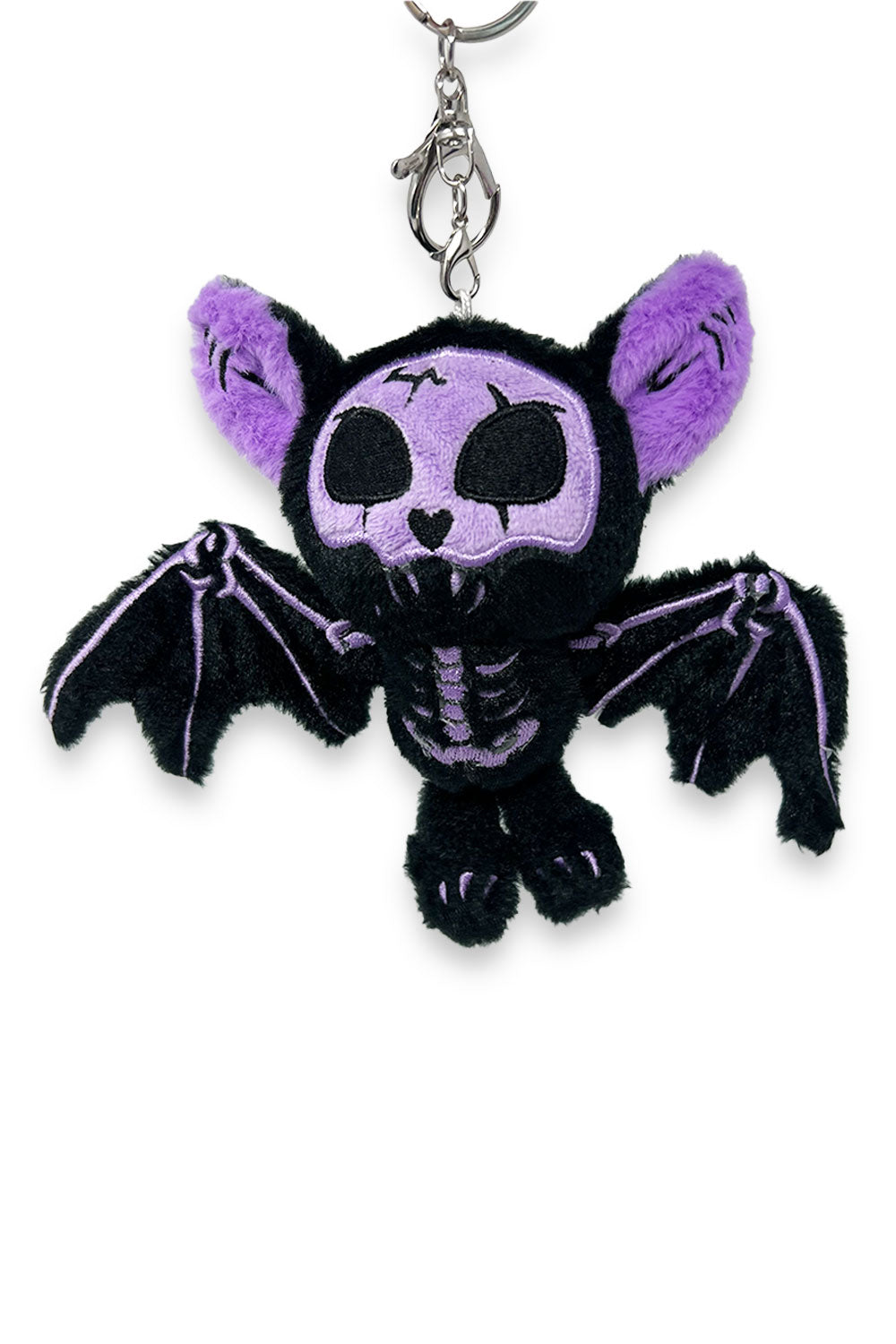 spooky embroidered 3ed novelty skeleton bat keychain