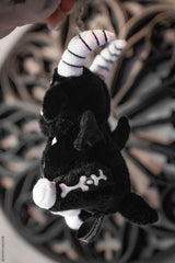 black and white emo creepy cute skeleton goat plushie keychain