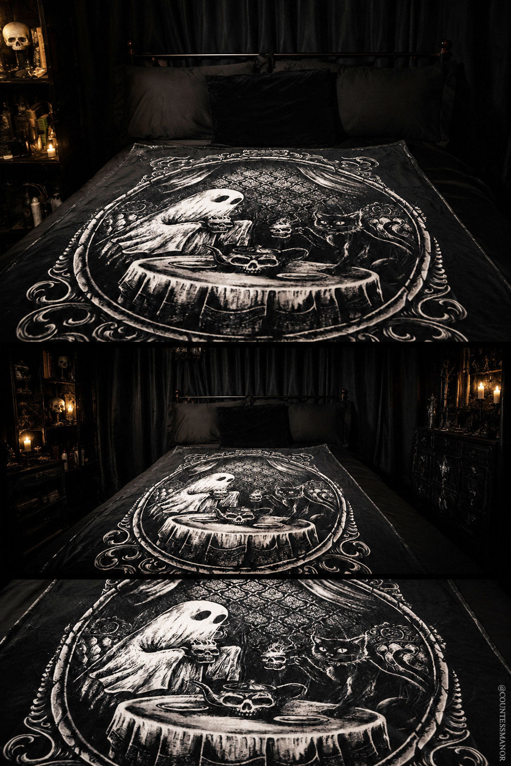 fleece ghost and black cat blanket
