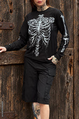 gothic womens skeleton long sleeve t-shirt