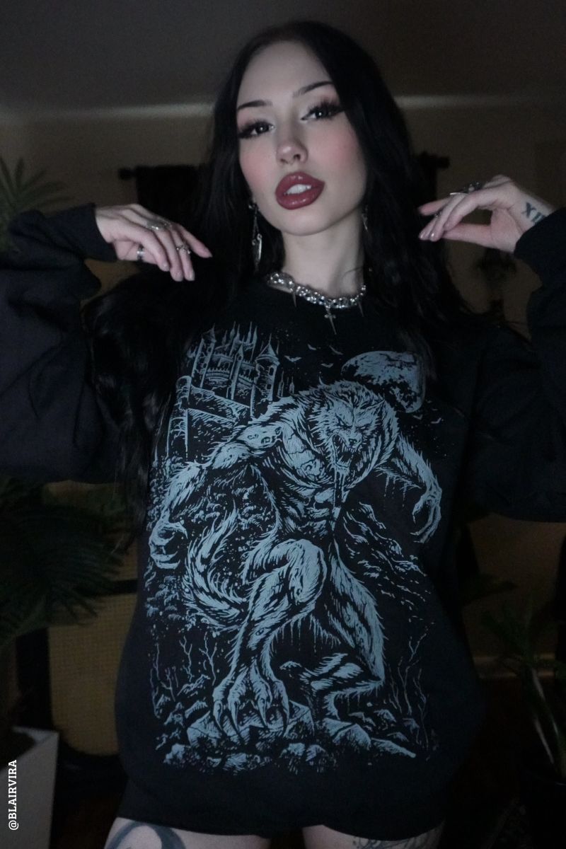 heavy metal horror wolf sweater
