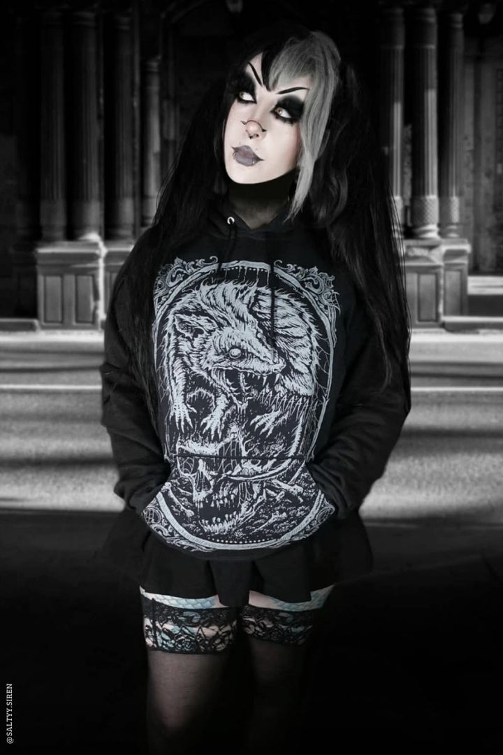 funny goth opossum hoodie jacket 