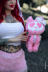 kawaii pastel goth pink cat plushie toy