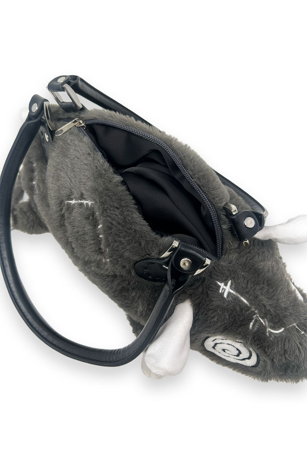 womens spooky 3d grey plushie rat purse