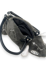 womens spooky 3d grey plushie rat purse
