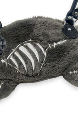 dark whimsical 3d grey plushie rat purse bag