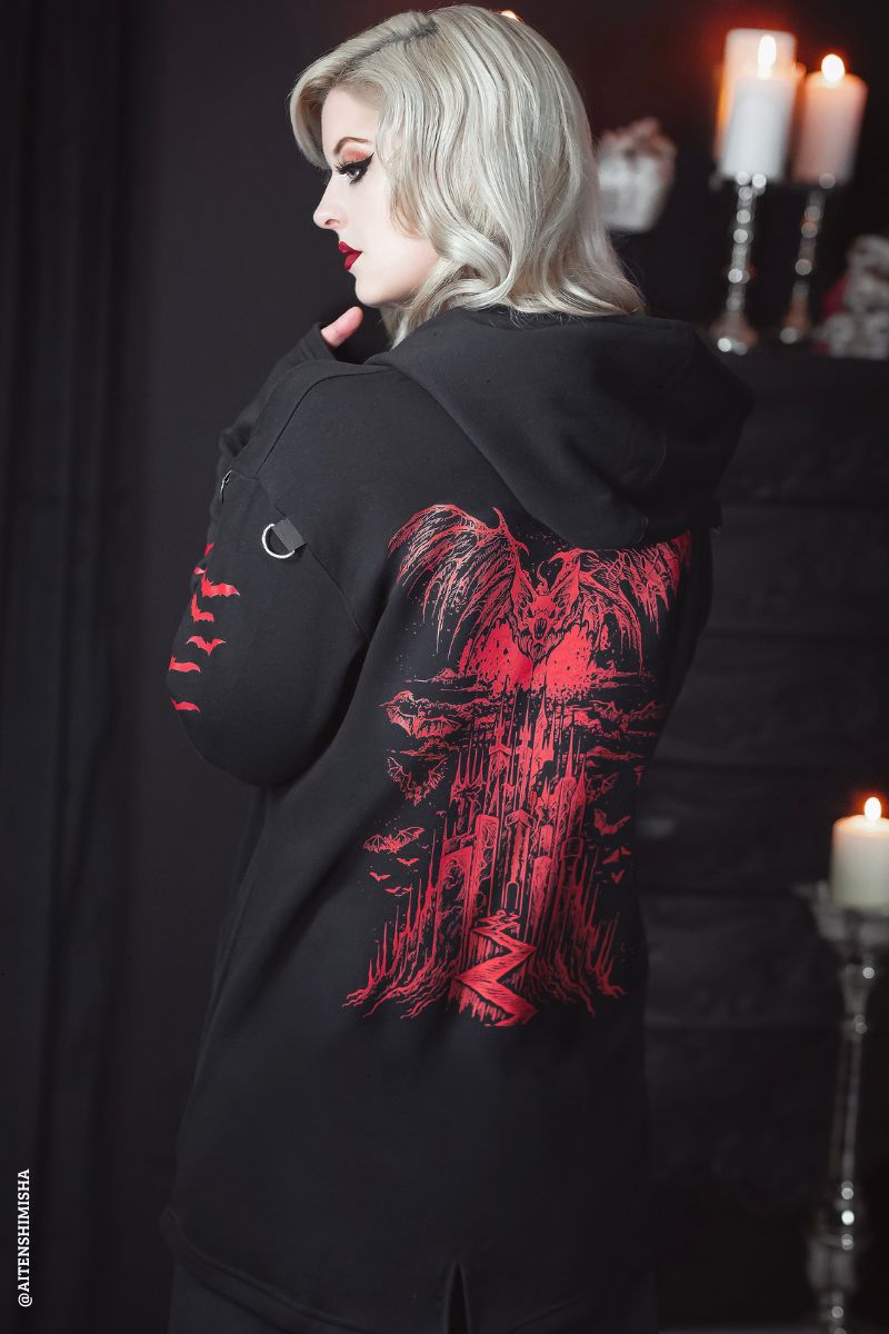 gothic hoodie with D-rings