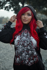 comfy cozy black cotton gothic christmas cat hoodie