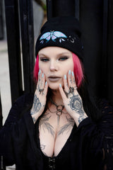 pastel goth dark fairy luna moth beanie