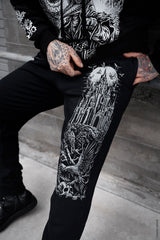 unisex sweatpants with gothic castle graphic 