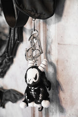 spooky embroidered creepy cute skeleton goat plushie keychain