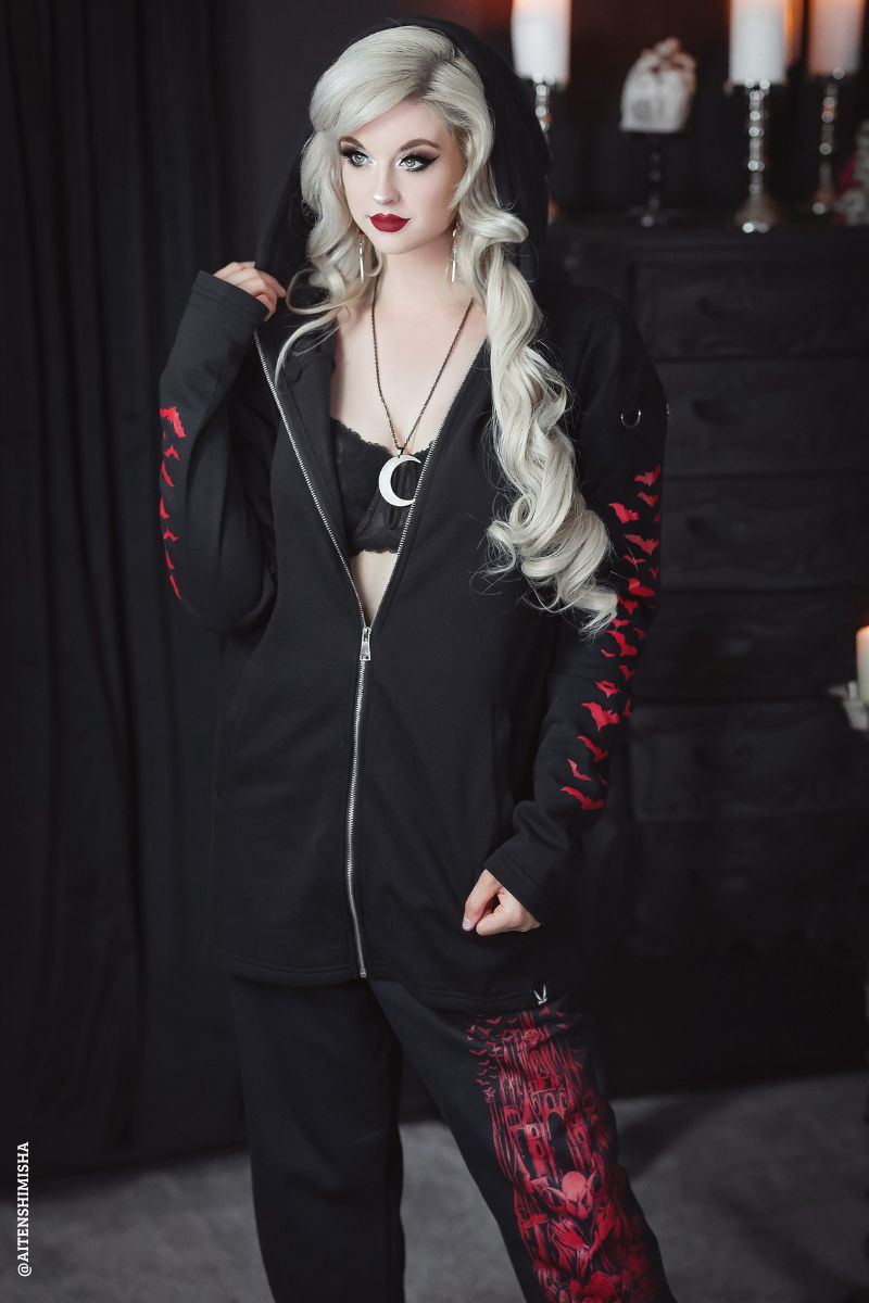 cozy and creepy cotton blended gothic jogger sweatpants