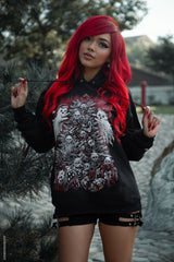 gothic christmas cats decorating a xmas tree hoodie jacket