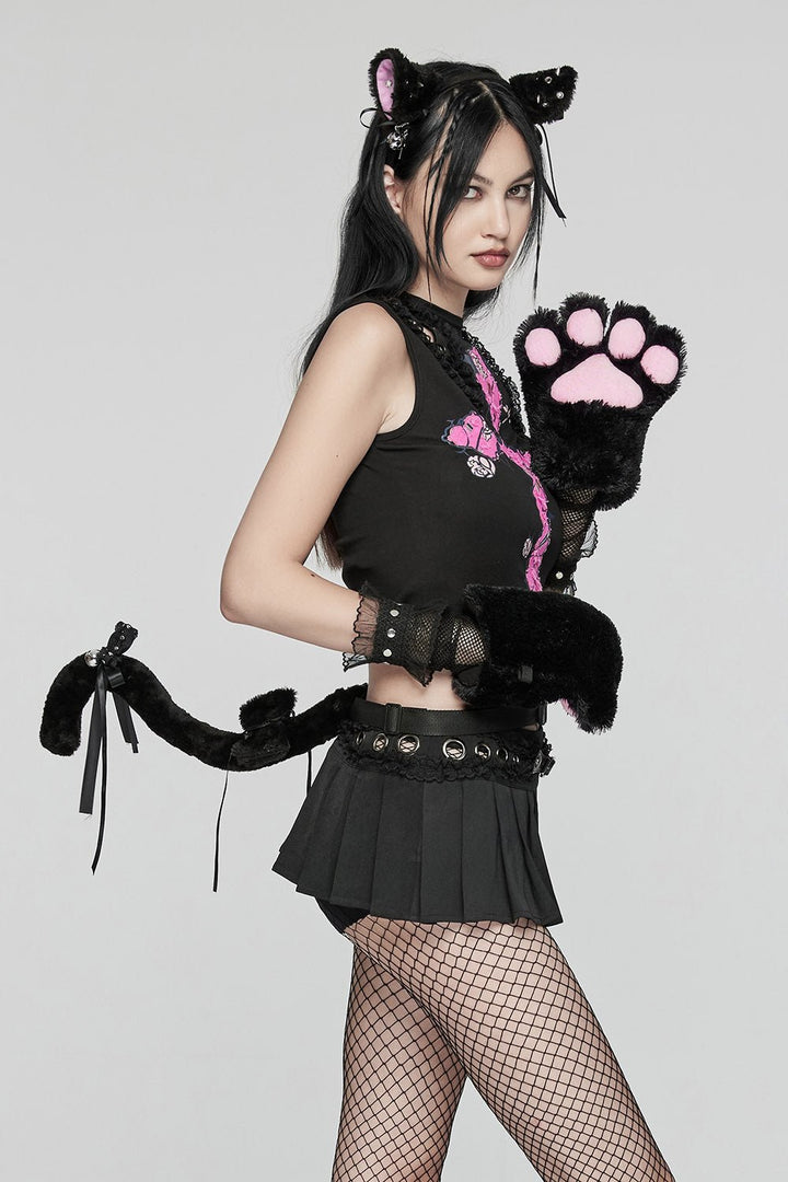 9 Lives Cat Ear Headband and Tail Set - hats & scarves & headwear - VampireFreaks - Punk Rave