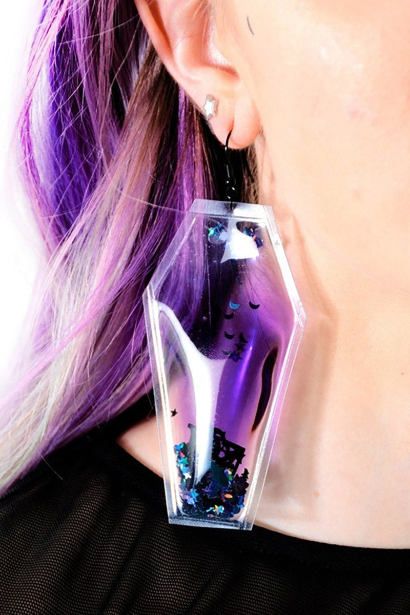 Pendientes de ataúd con purpurina líquida - Spell On You