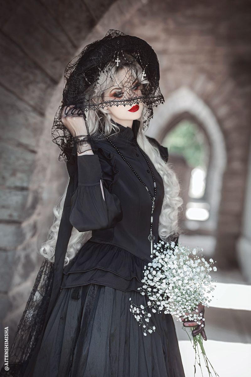 ruffled gothic long sleeve blouse