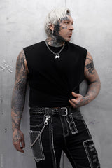 genuine real leather black metal studded belt
