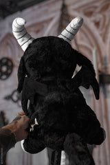 black embroidered goat skeleton stuffed animal plushie with wings