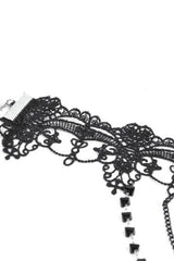 Lace choker with beads and chains