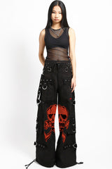 Pantalones con calaveras gigantes de Tripp NYC [NEGRO/ROJO]