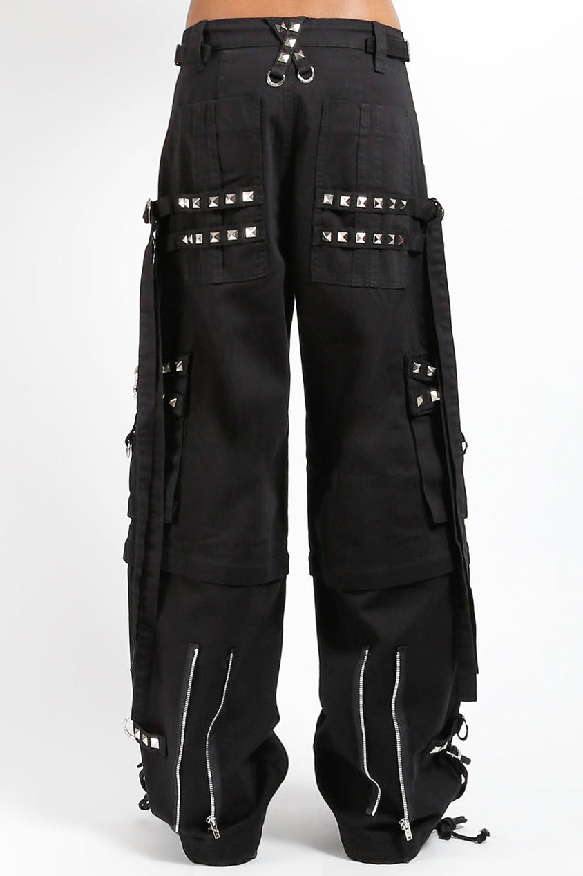 metal skull black pants for men