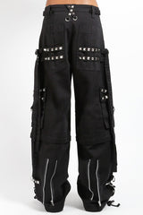 metal skull black pants for men