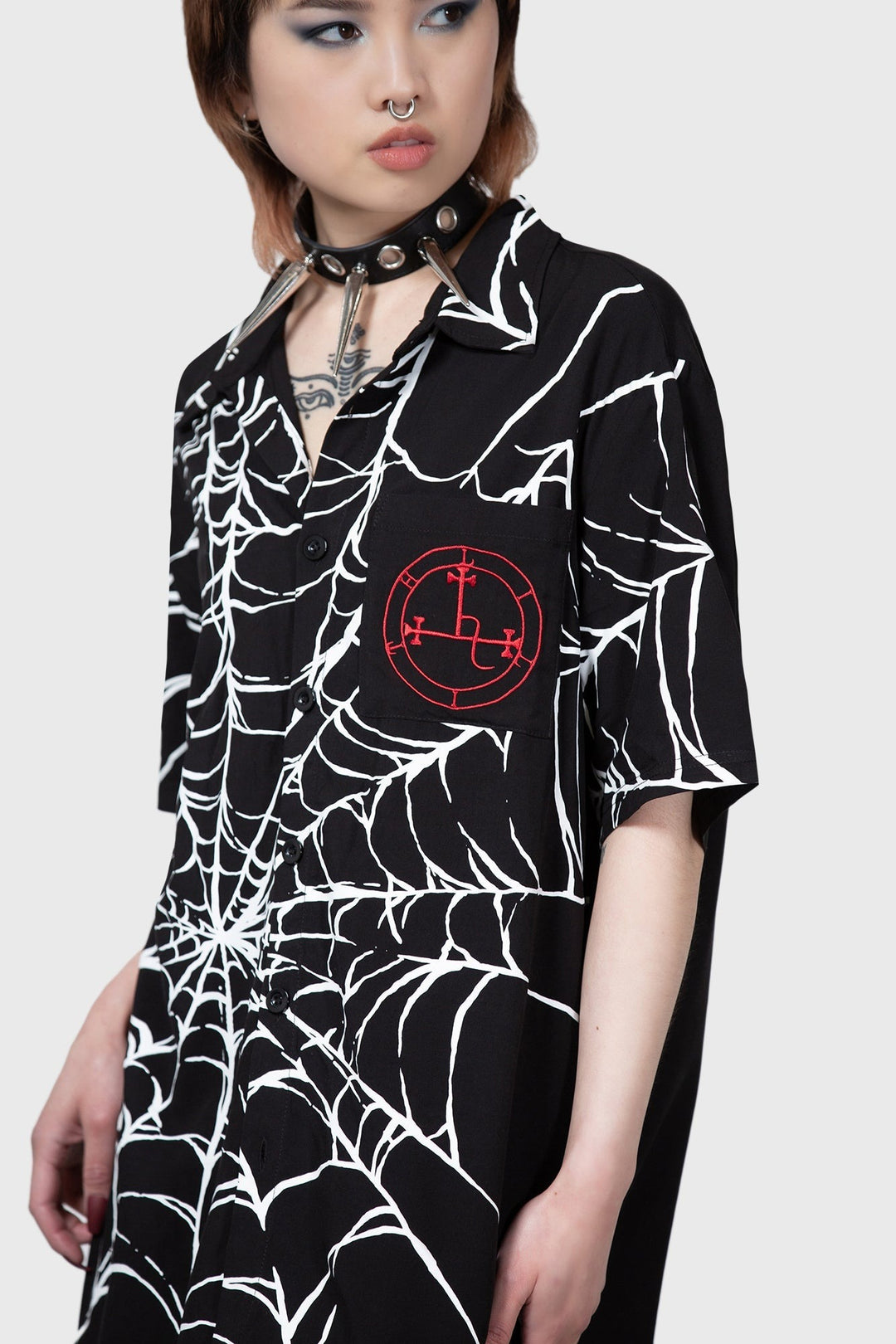 spiderweb buttonup shirt