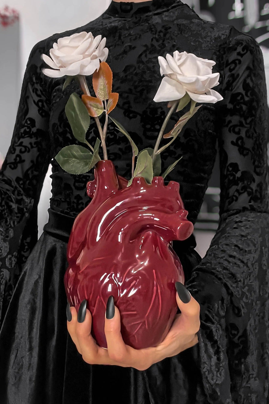 heart-shaped flower vase