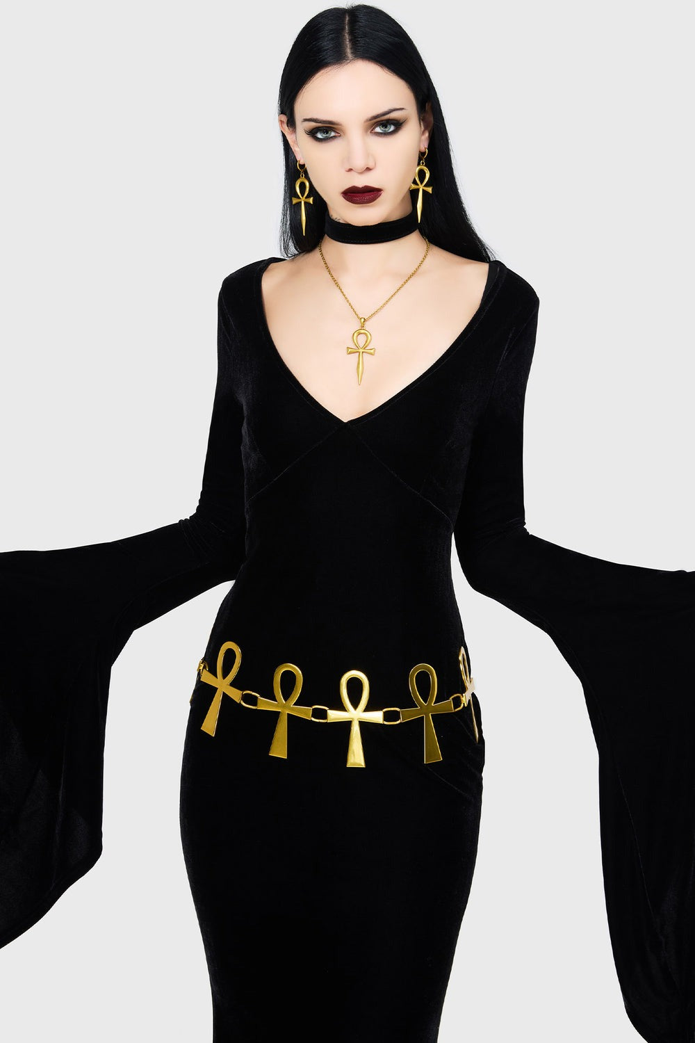 killstar ankh symbol waist belt in gold 