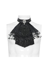 Devil Fashion goth jabot with lace and jewel detail