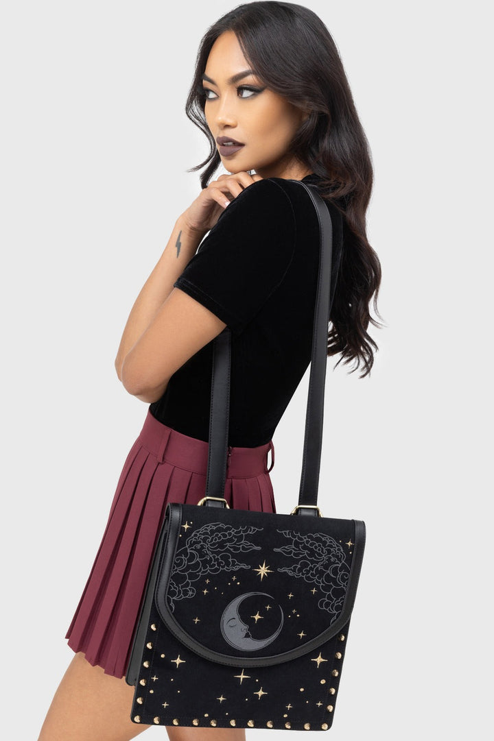 killstar black crescent moon shoulder bag