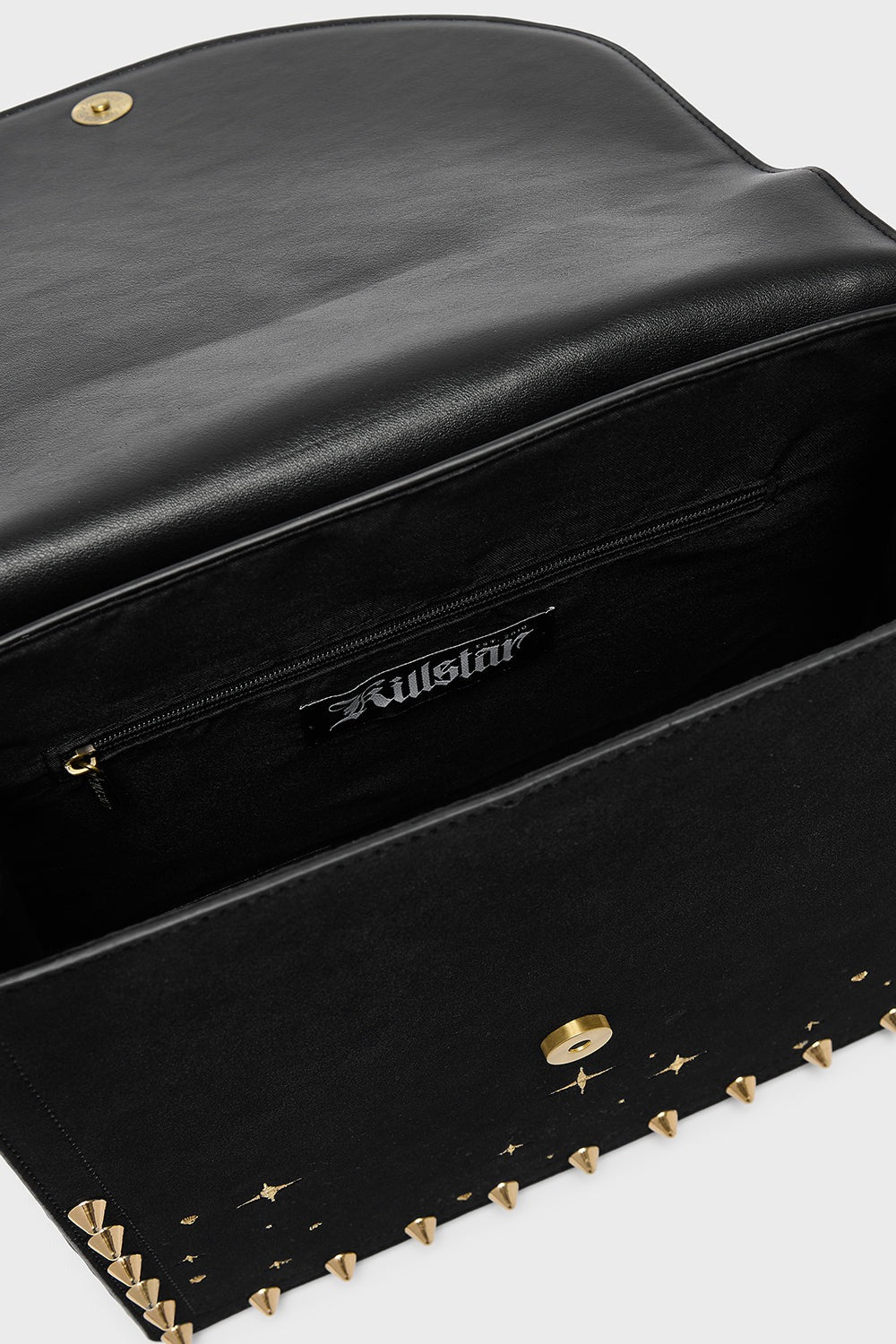 black crescent moon bag by killstar made of vegan leather