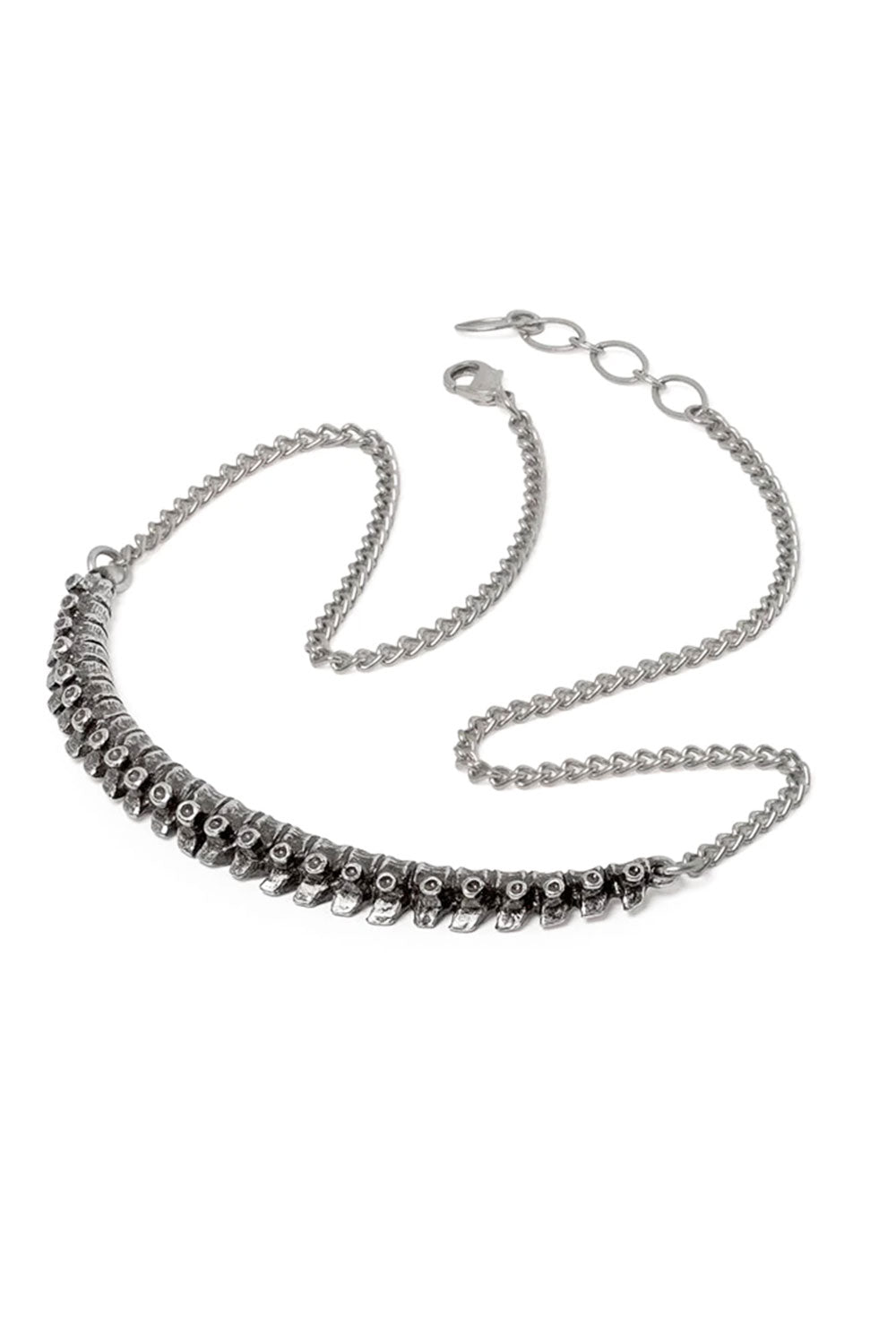 Gothic style sculpted metal vertebrae spine necklace