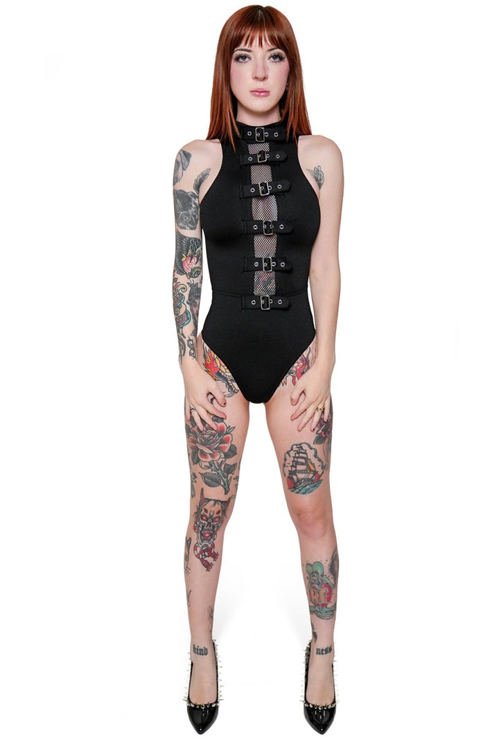 buckled gothic one piece swimsuit by forest ink